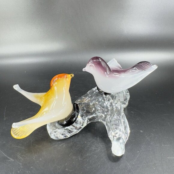Venetian Italian Glass Love Birds Figurine Decor Opaline Glass Hand Made AS IS - Picture 12 of 16